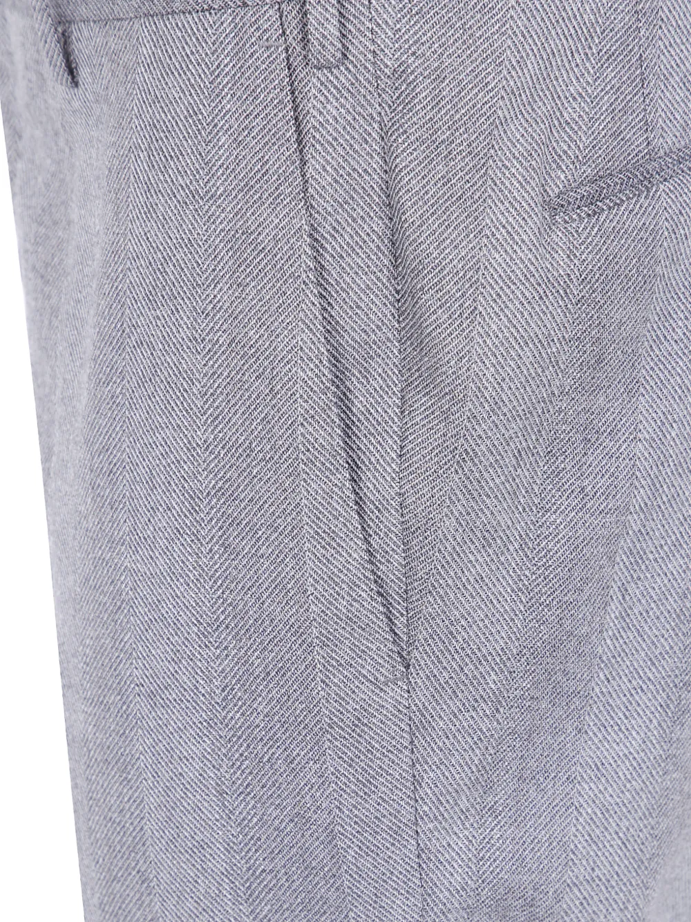 PT Torino Wollen broek met visgraatpatroon Grijs