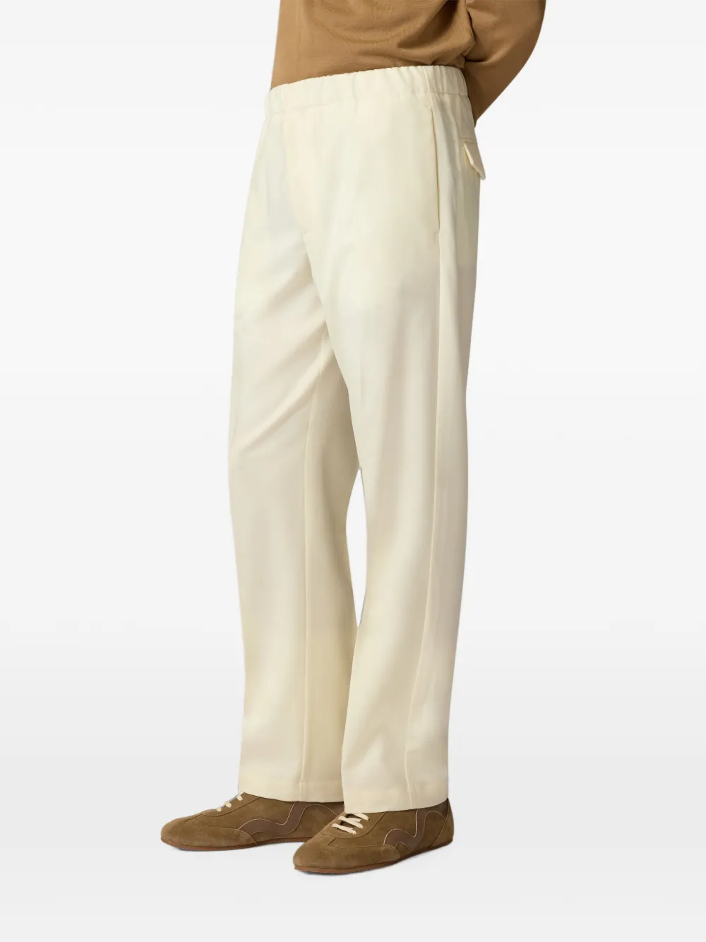 Lardini flat-front flannel straight-leg trousers Beige