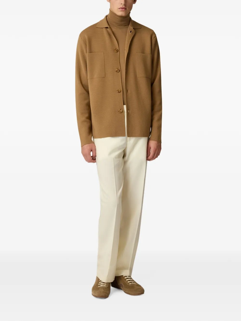 Lardini flat-front flannel straight-leg trousers Beige