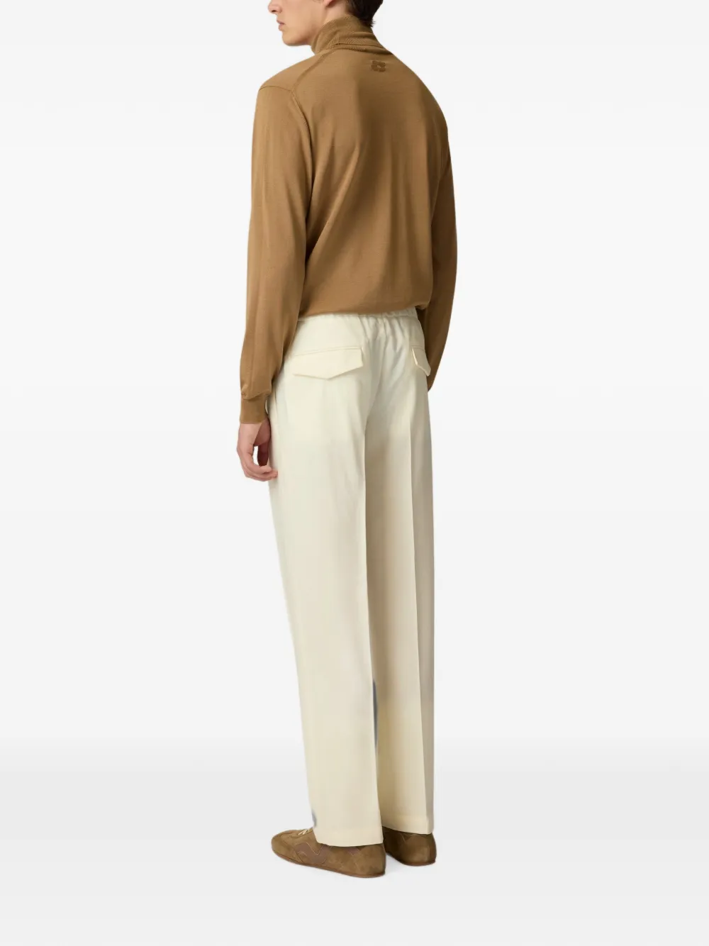 Lardini flat-front flannel straight-leg trousers Beige