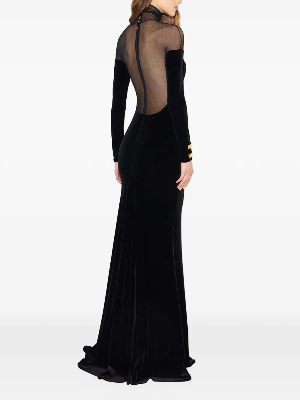 Elisabetta Franchi Red Carpet dress in velvet and tulle fabrics Zwart