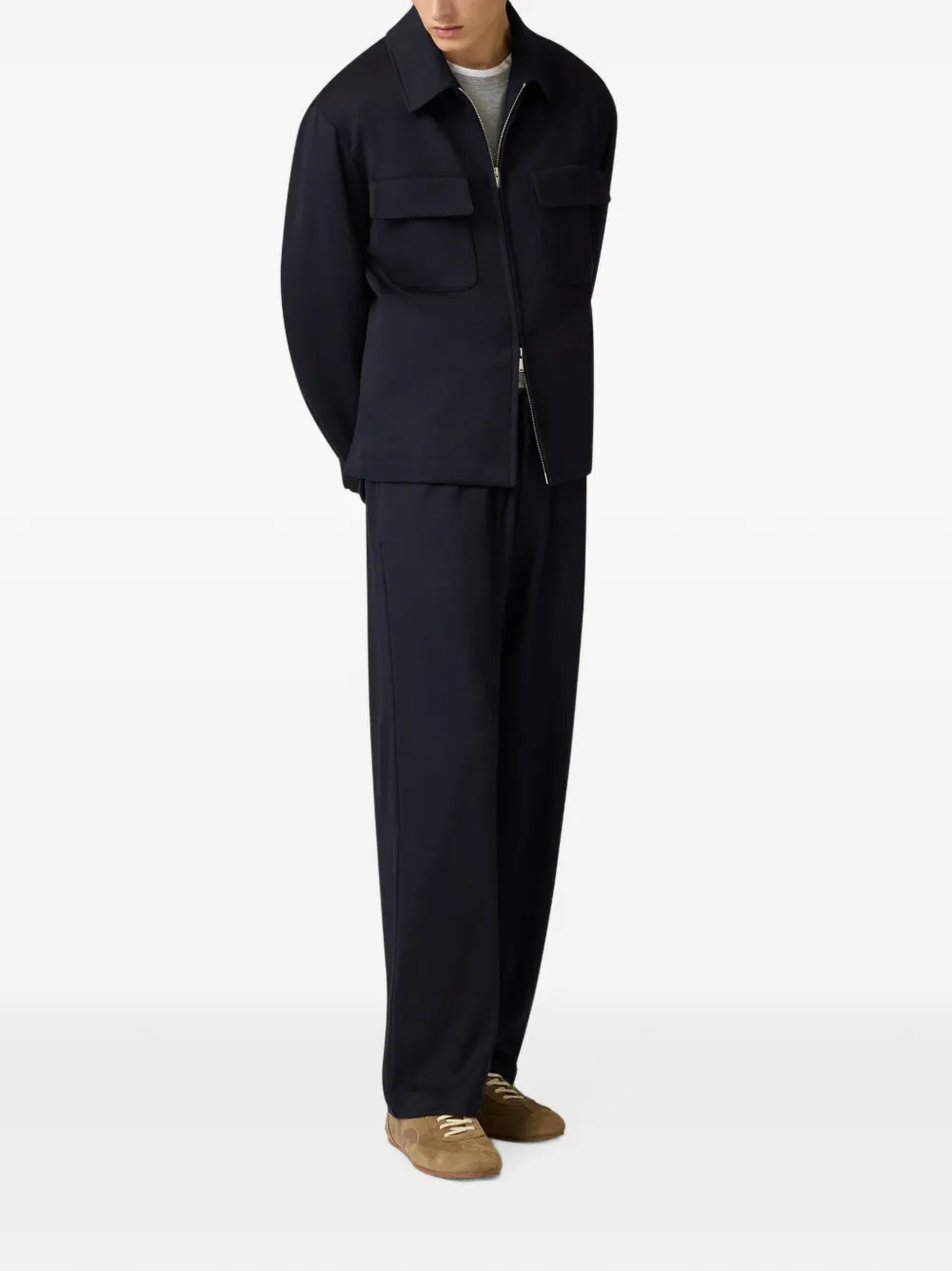 Lardini elasticated-waist straight-leg trousers Blauw