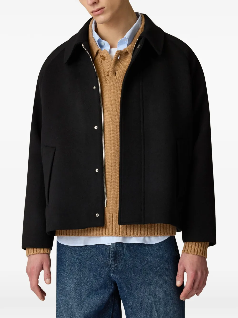 Lardini raglan-sleeve boxy-fit jacket Zwart