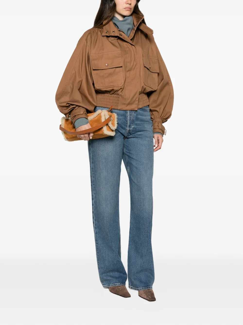 ZIMMERMANN Valiant Drill buckled-collar cropped jacket Bruin
