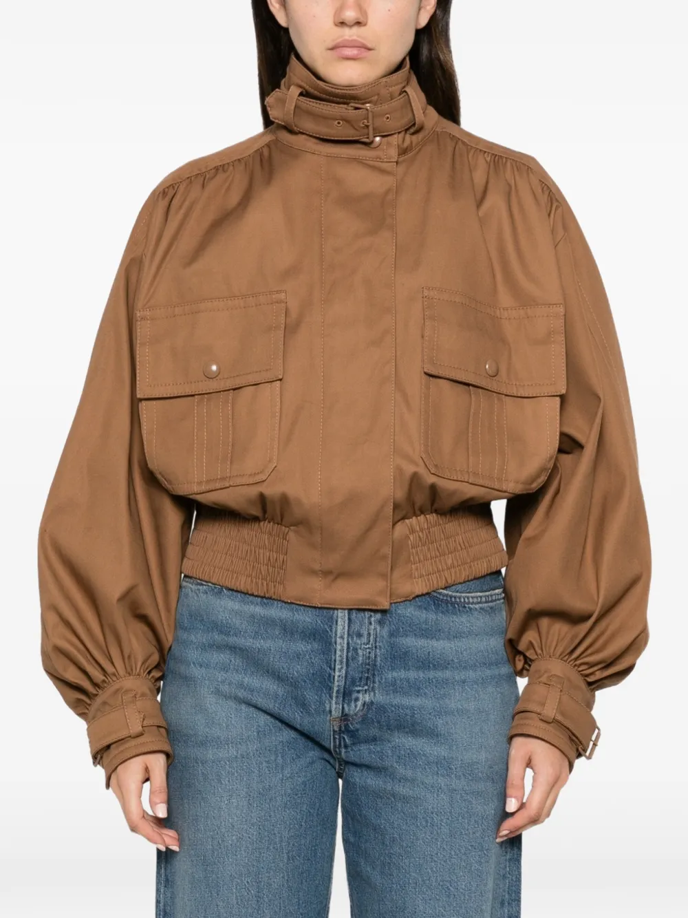 ZIMMERMANN Valiant Drill buckled-collar cropped jacket Bruin
