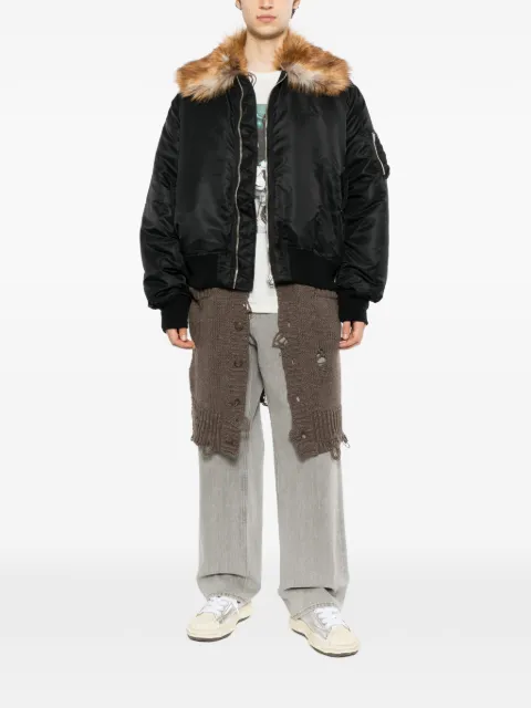 KAMIYA  faux-fur collar bomber jacket