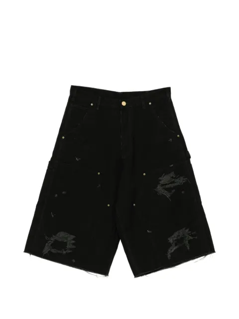 KAMIYA distressed panelled shorts