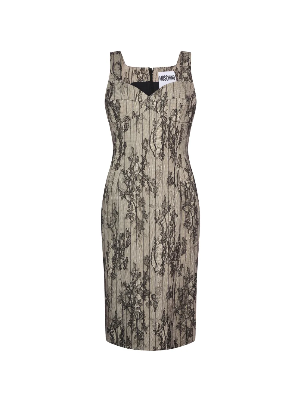 Moschino lace-overlay sweetheart-neck dress