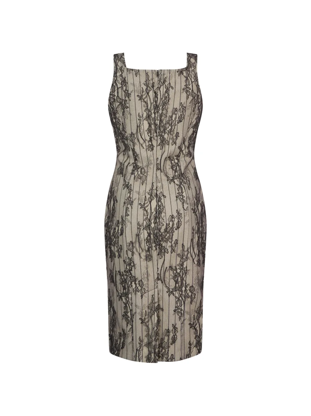 Moschino lace-overlay sweetheart-neck dress Beige