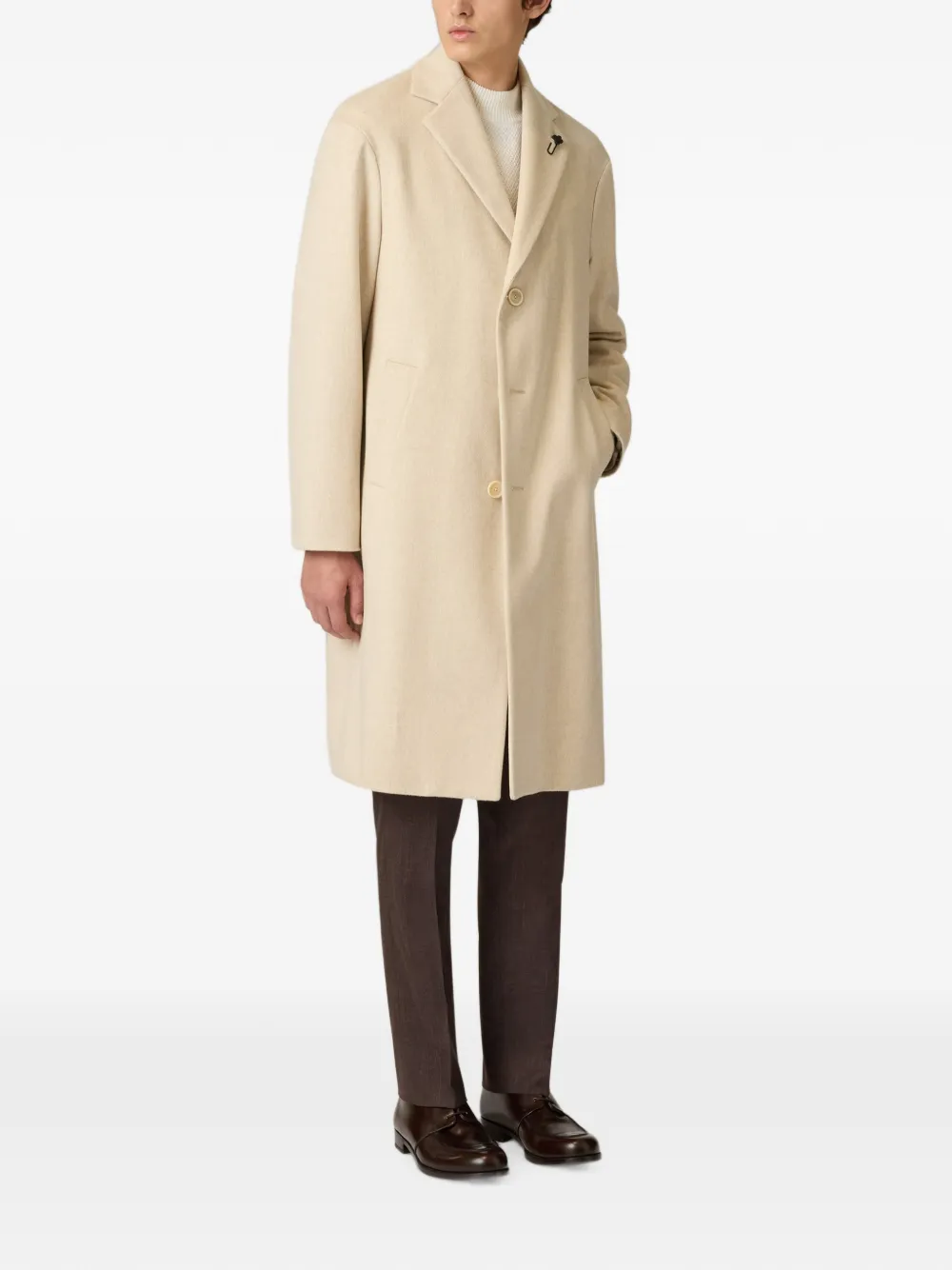 Lardini single-breasted wool coat Beige