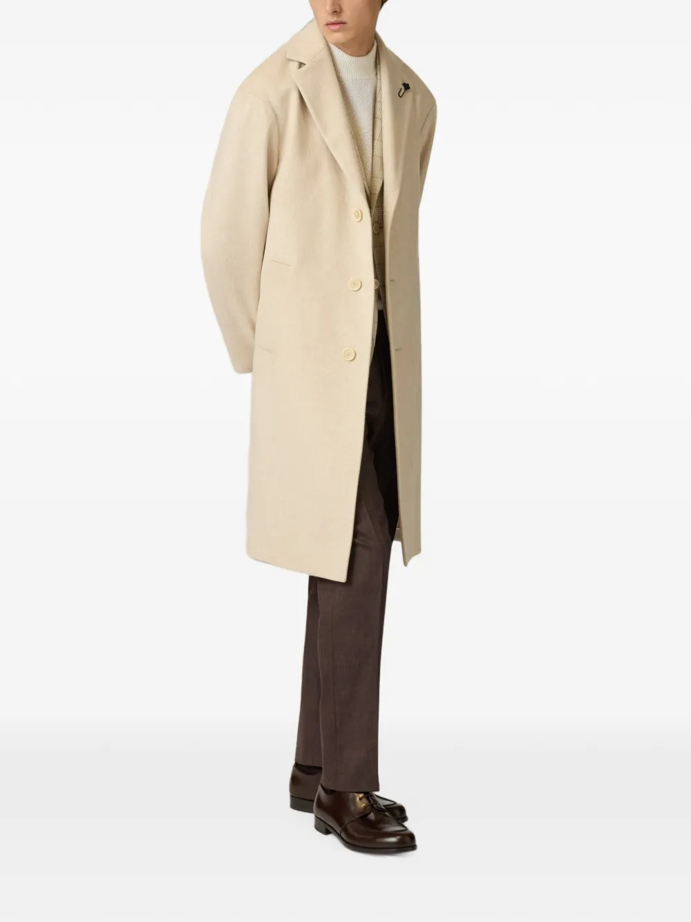 Lardini single-breasted wool coat Beige
