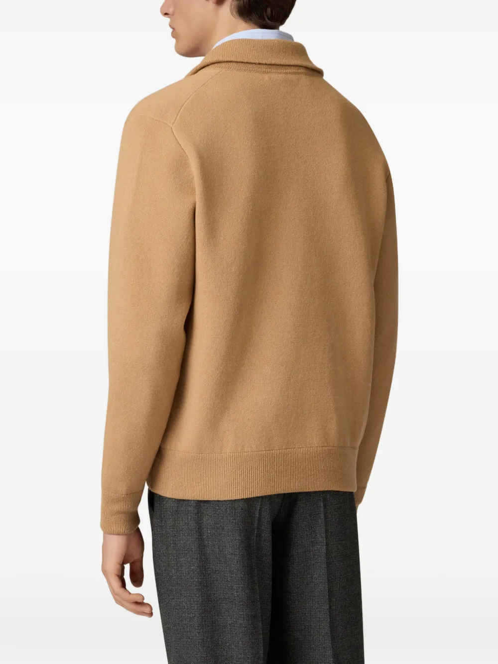 Lardini zip-up knitted bomber jacket Beige