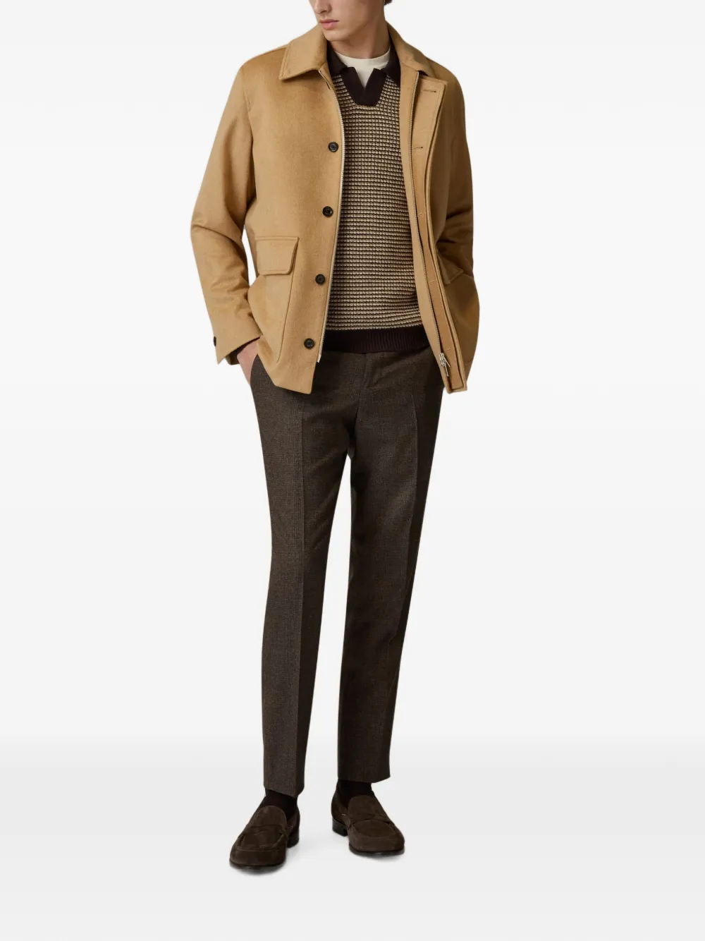 Lardini striped long-sleeve polo shirt Beige