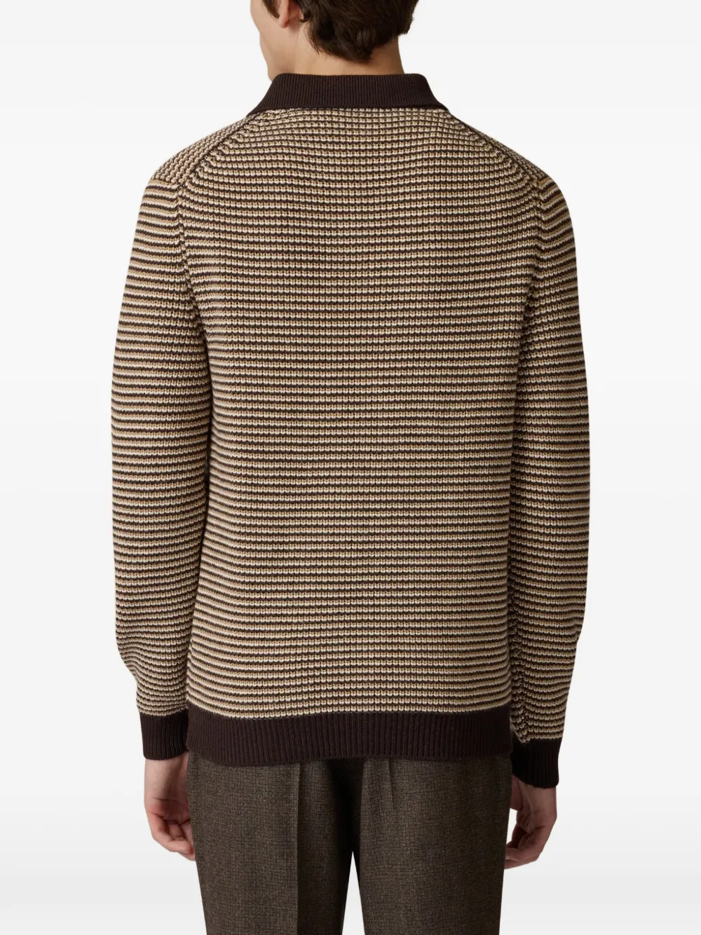 Lardini striped long-sleeve polo shirt Beige