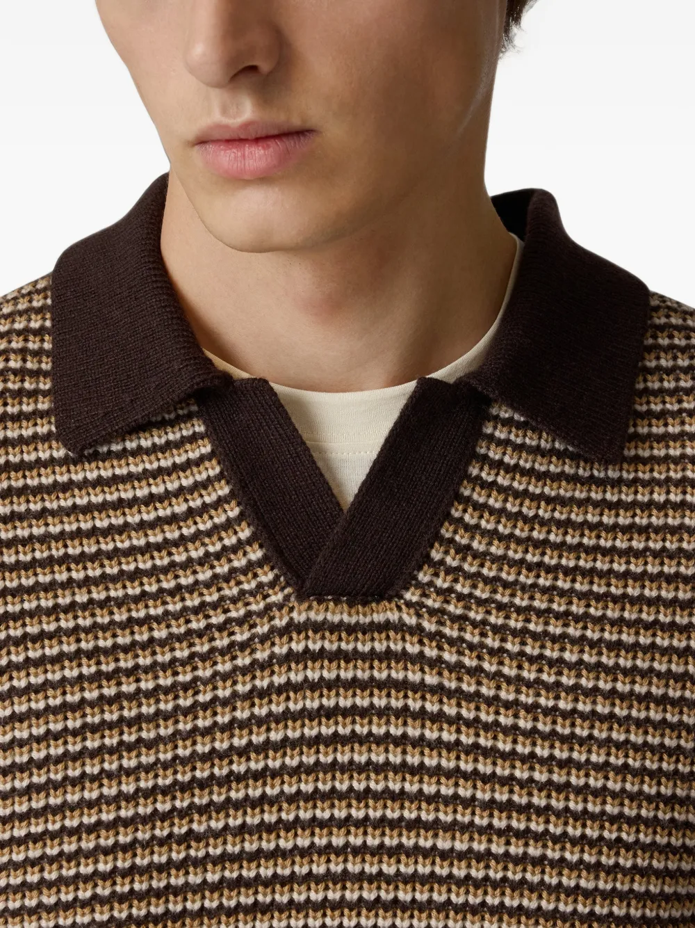 Lardini striped long-sleeve polo shirt Beige