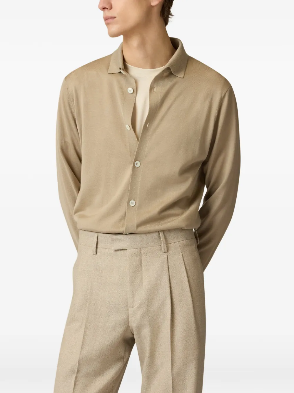Lardini wool knitted shirt Beige