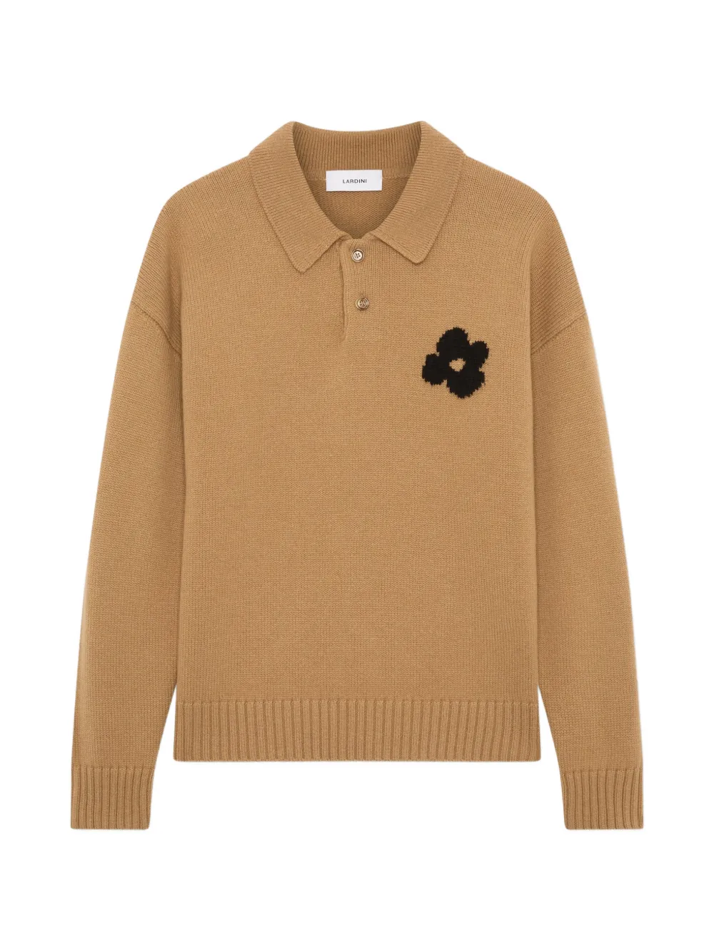 Lardini flower-jacquard knitted polo shirt