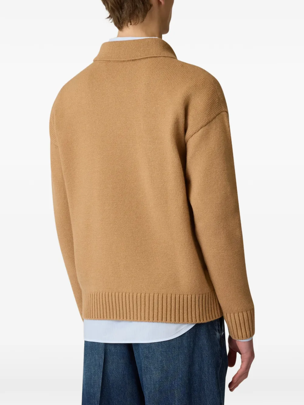 Lardini flower-jacquard knitted polo shirt Beige