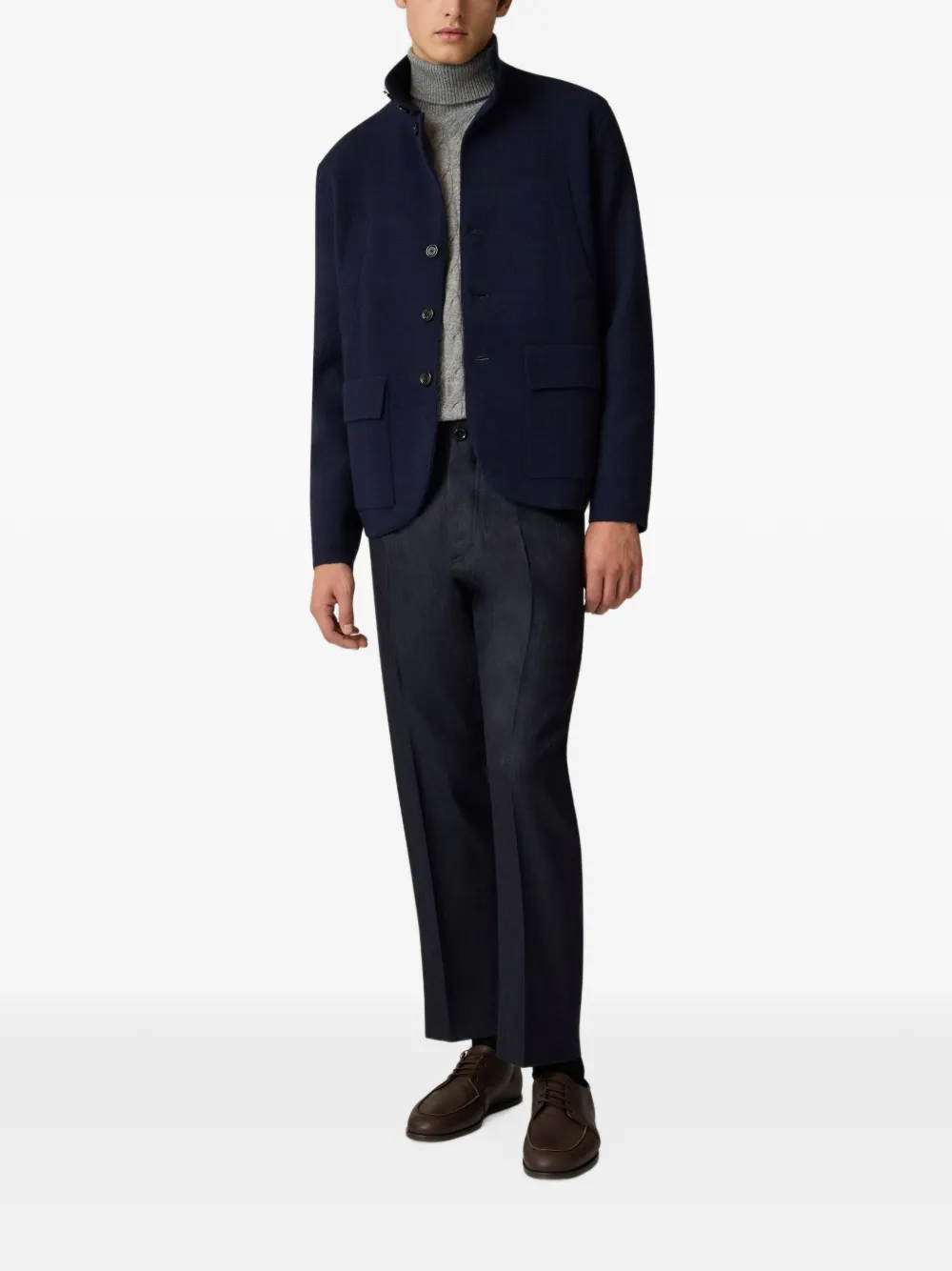 Lardini cable-knit roll-neck sweater Grijs