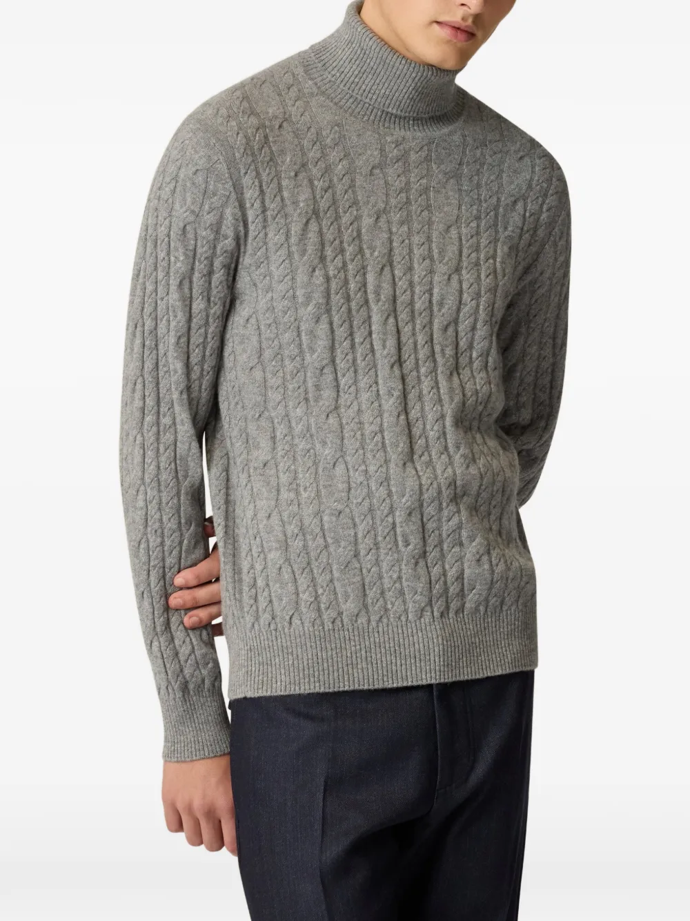Lardini cable-knit roll-neck sweater Grijs