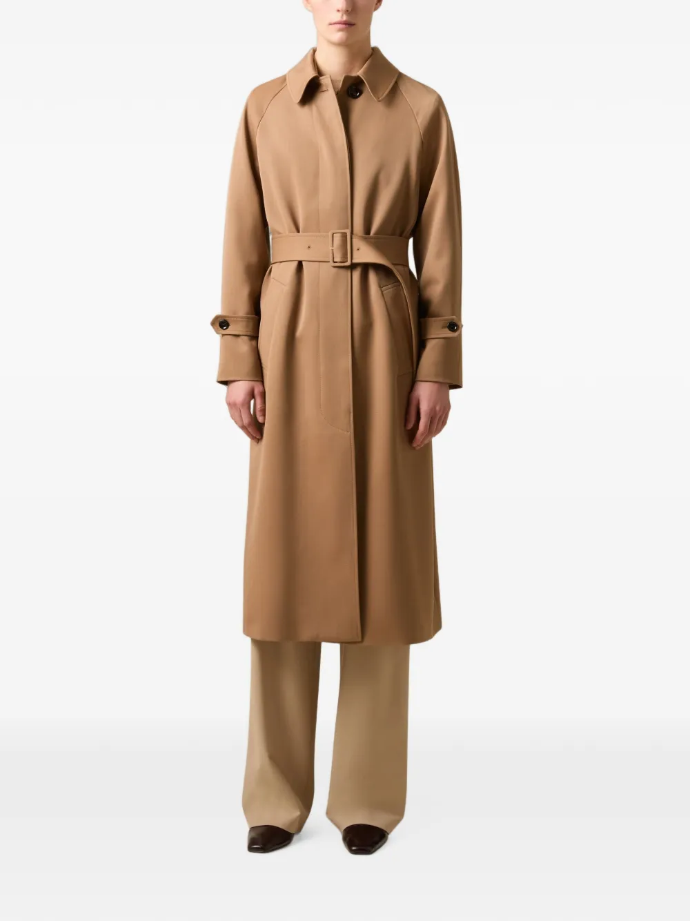 Lardini belted wool trench coat Beige