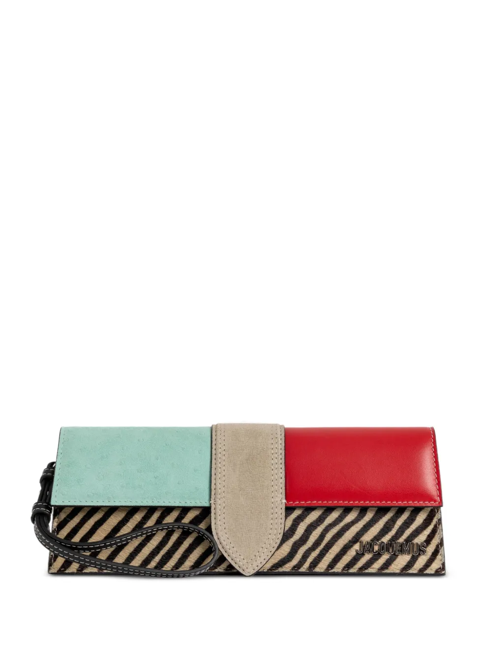 Jacquemus colour-block zebra-print clutch bag