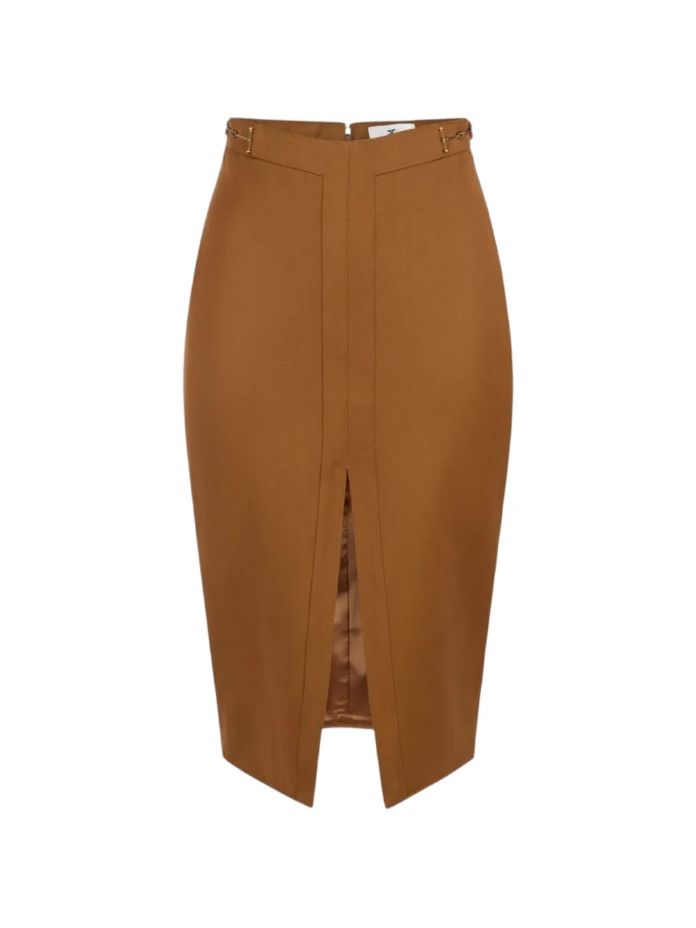 Elisabetta Franchi skirt in gabardine fabric with jewel horsebits - Marrone