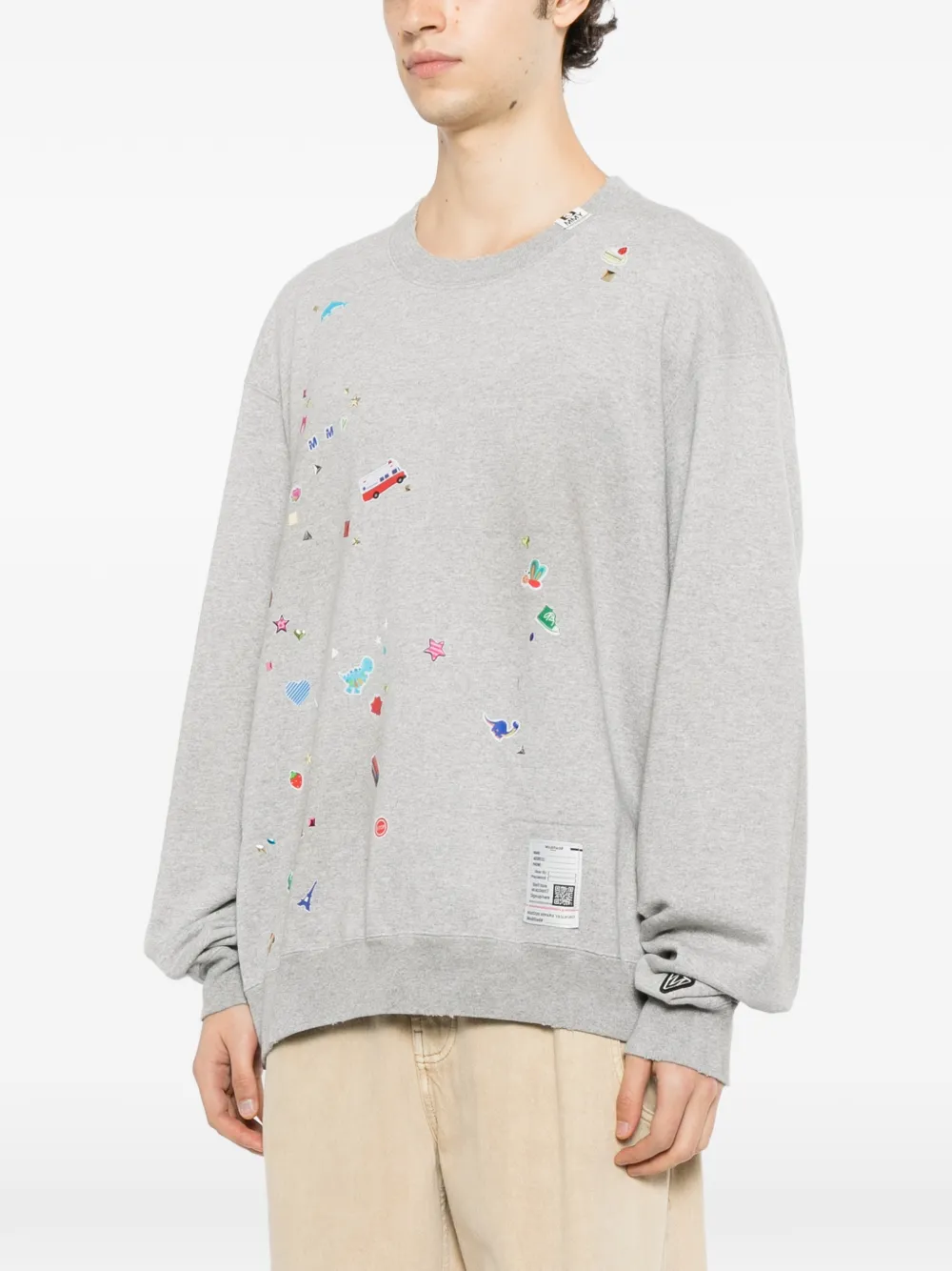 Maison MIHARA YASUHIRO Trui met stickerprint Grijs