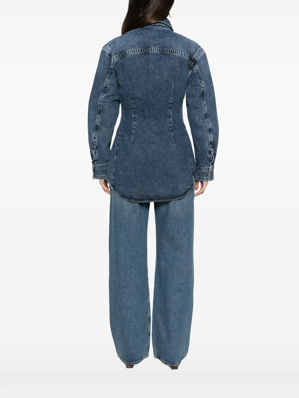 AGOLDE Wilma denim blouse met vlakken Blauw