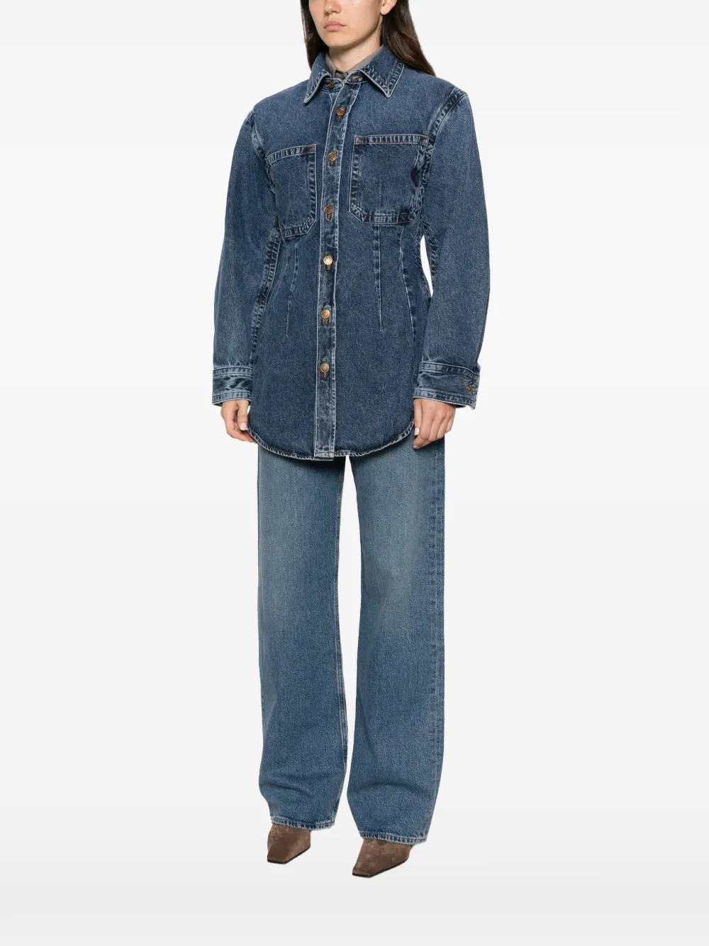 AGOLDE Wilma denim blouse met vlakken Blauw