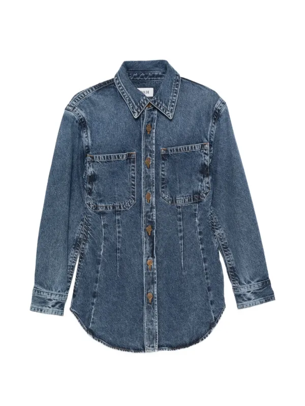 Agolde Wilma Panelled Denim Shirt in Blue