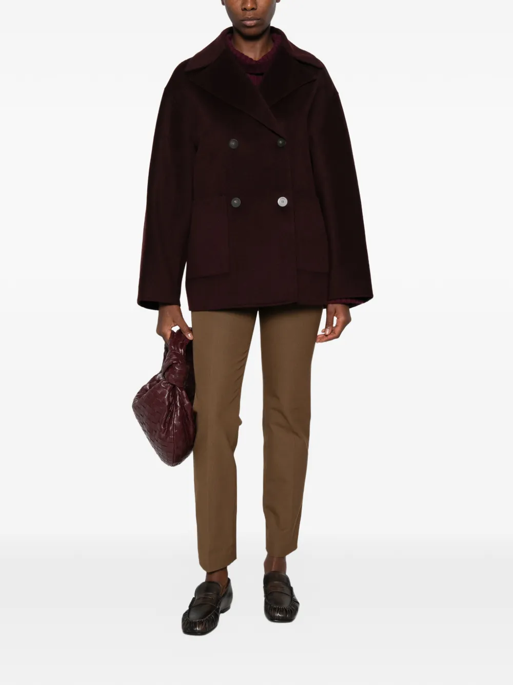 JOSEPH Flavia double-breasted peacoat Rood