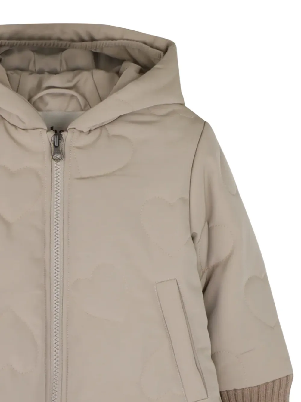 BAJE STUDIO Amira gewatteerd jack met capuchon en hart-patroon Beige