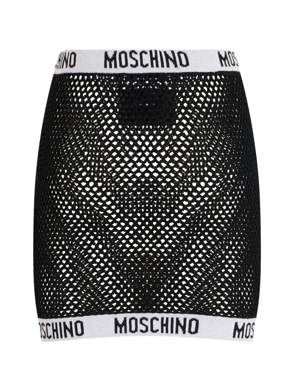 Moschino Mesh mini-rok met logo-tailleband Zwart