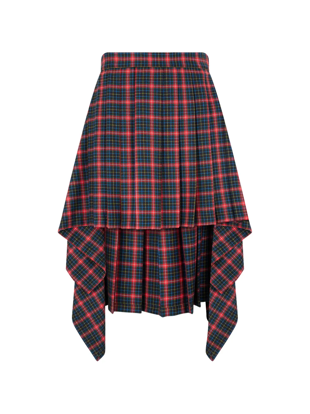 Moschino tartan-print asymmetric kilt skirt - Rosso