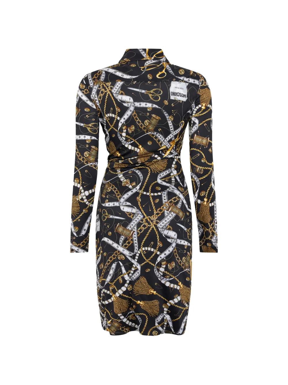 Moschino Gedrapeerde mini-jurk met print Zwart
