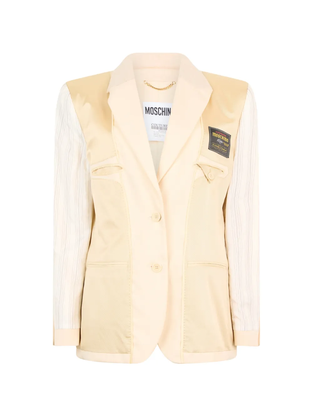 Moschino logo-patch blazer - Toni neutri