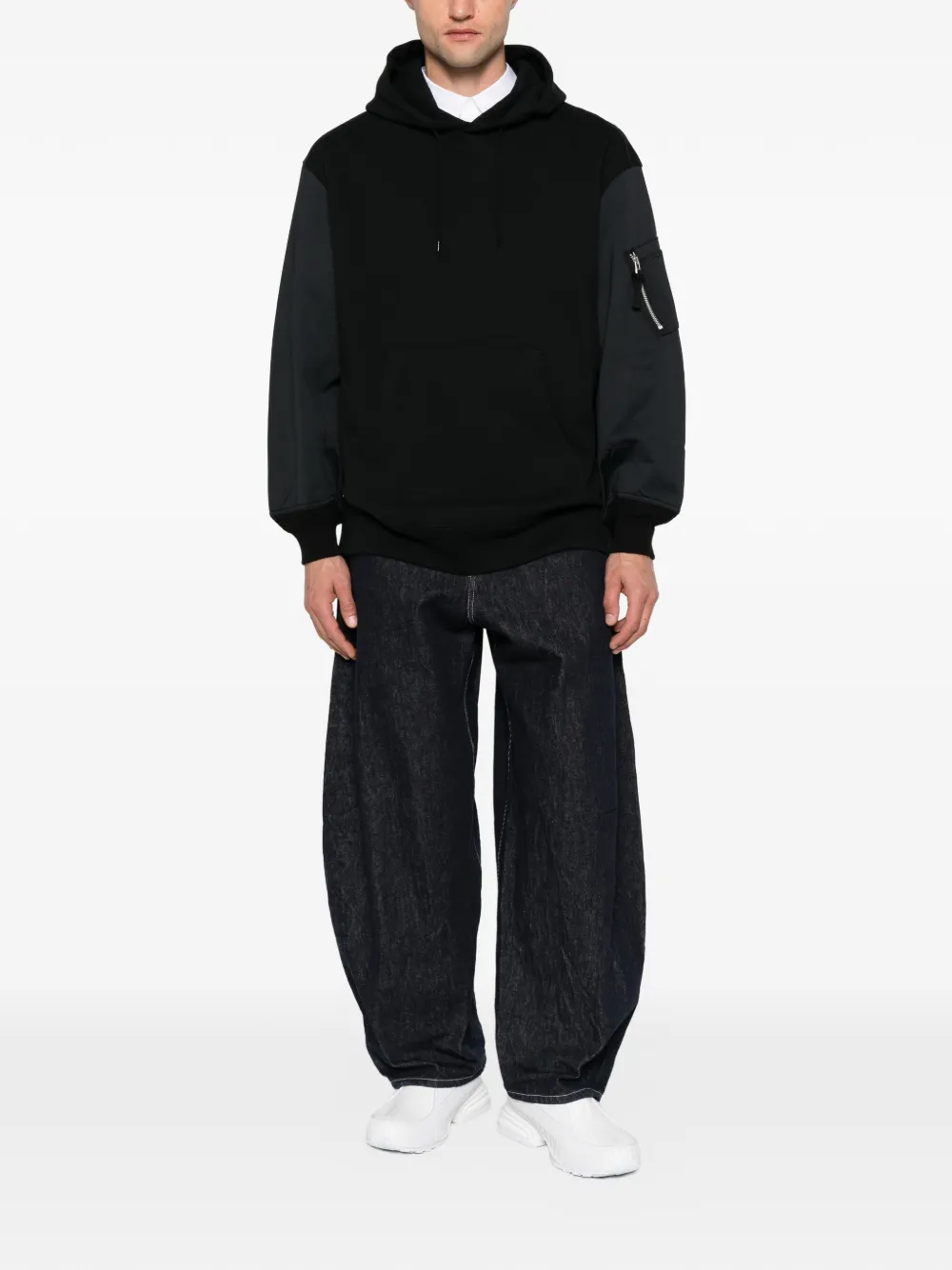 Comme des Garçons Homme Hoodie met ritszak en vlakken Zwart