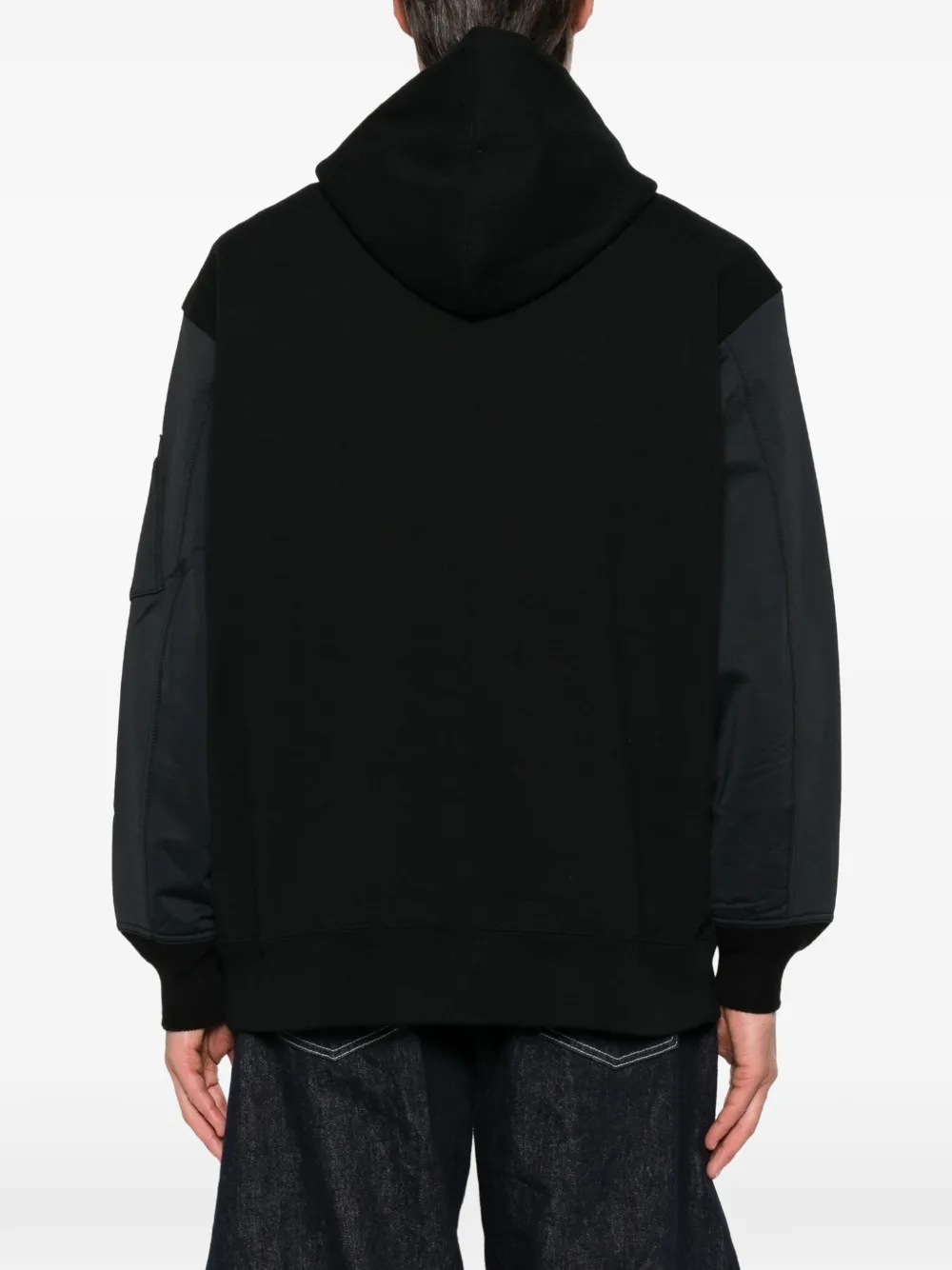 Comme des Garçons Homme Hoodie met ritszak en vlakken Zwart