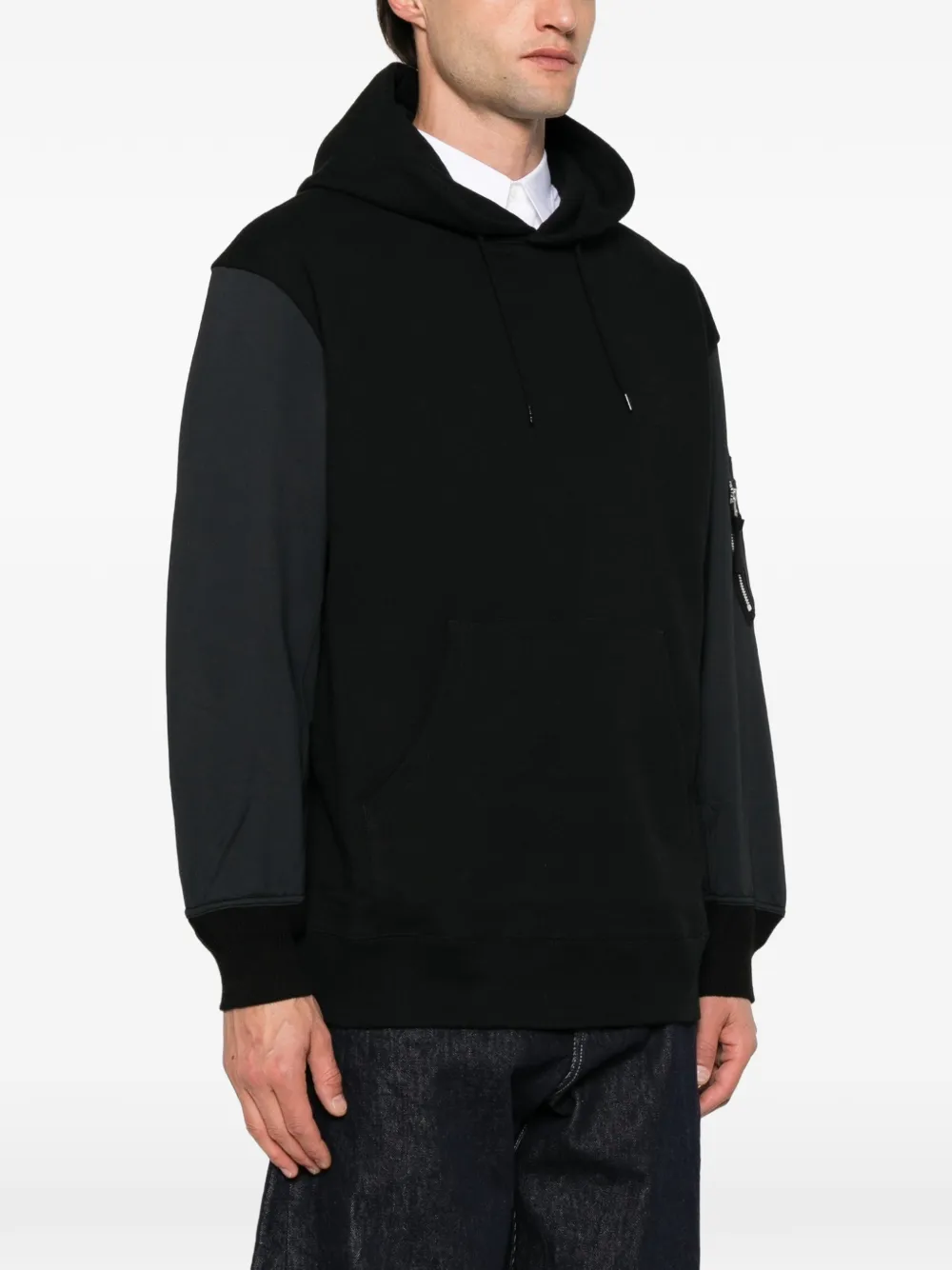 Comme des Garçons Homme Hoodie met ritszak en vlakken Zwart