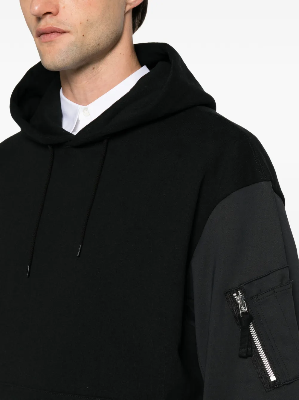 Comme des Garçons Homme Hoodie met ritszak en vlakken Zwart