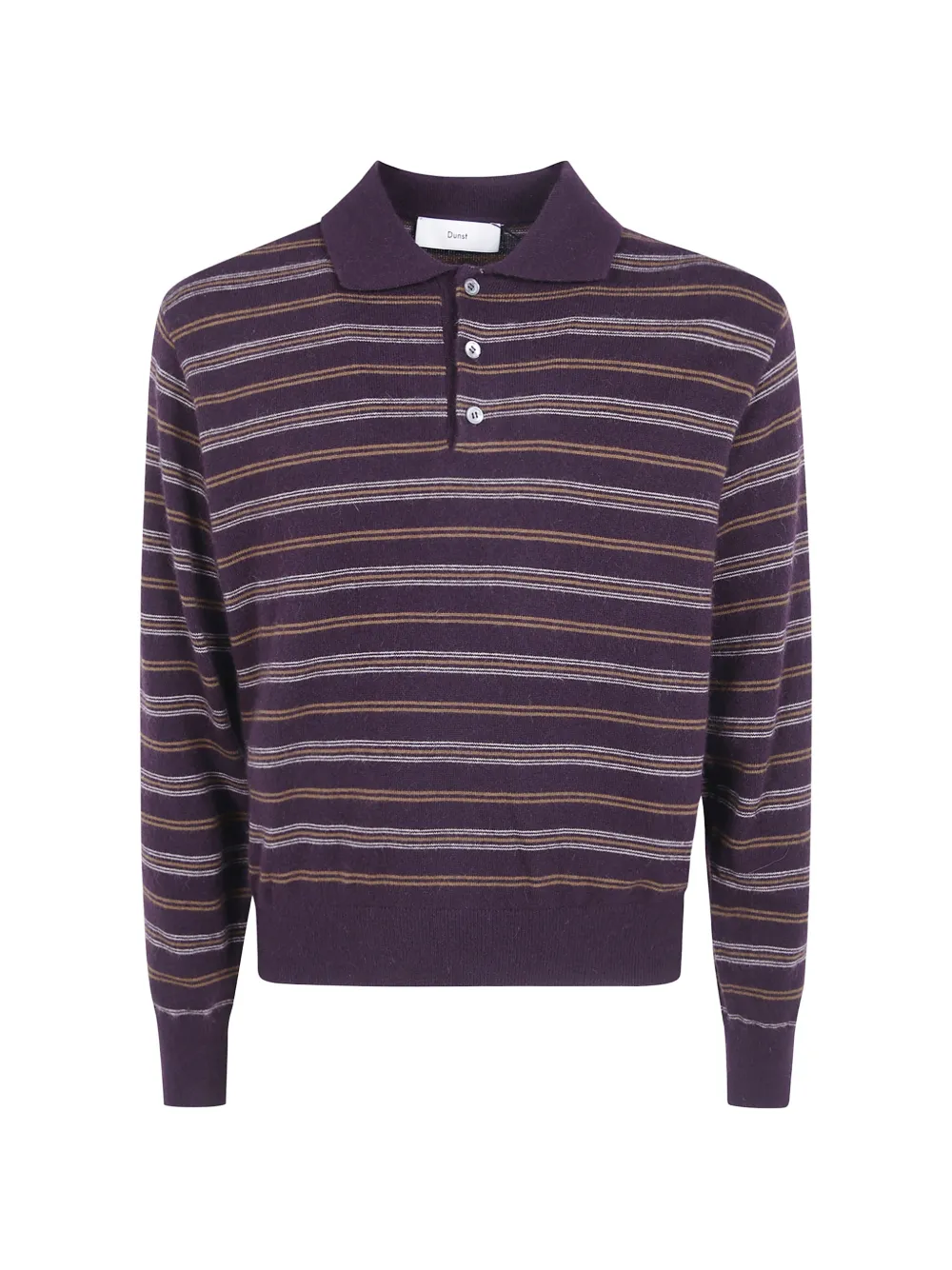 DUNST striped polo-collar sweater