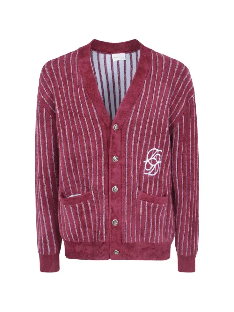Drôle De Monsieur stripe-pattern embroidered-logo cardigan