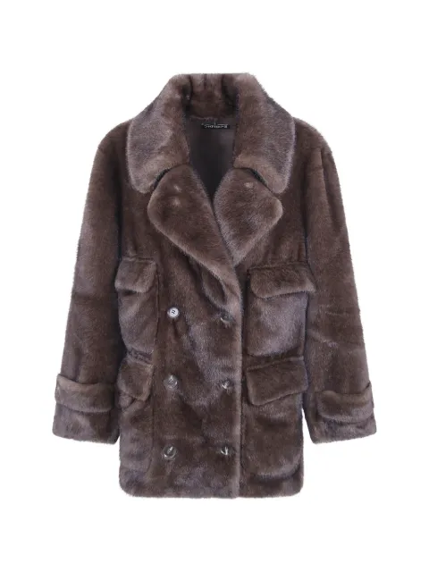 DRHOPE double-breasted faux-fur coat