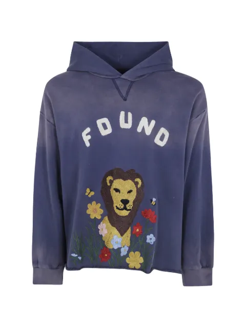 FOUND logo-embroidered lion-patch hoodie