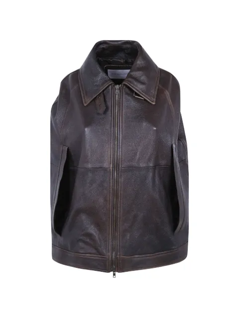 7 For All Mankind zip-up leather cape