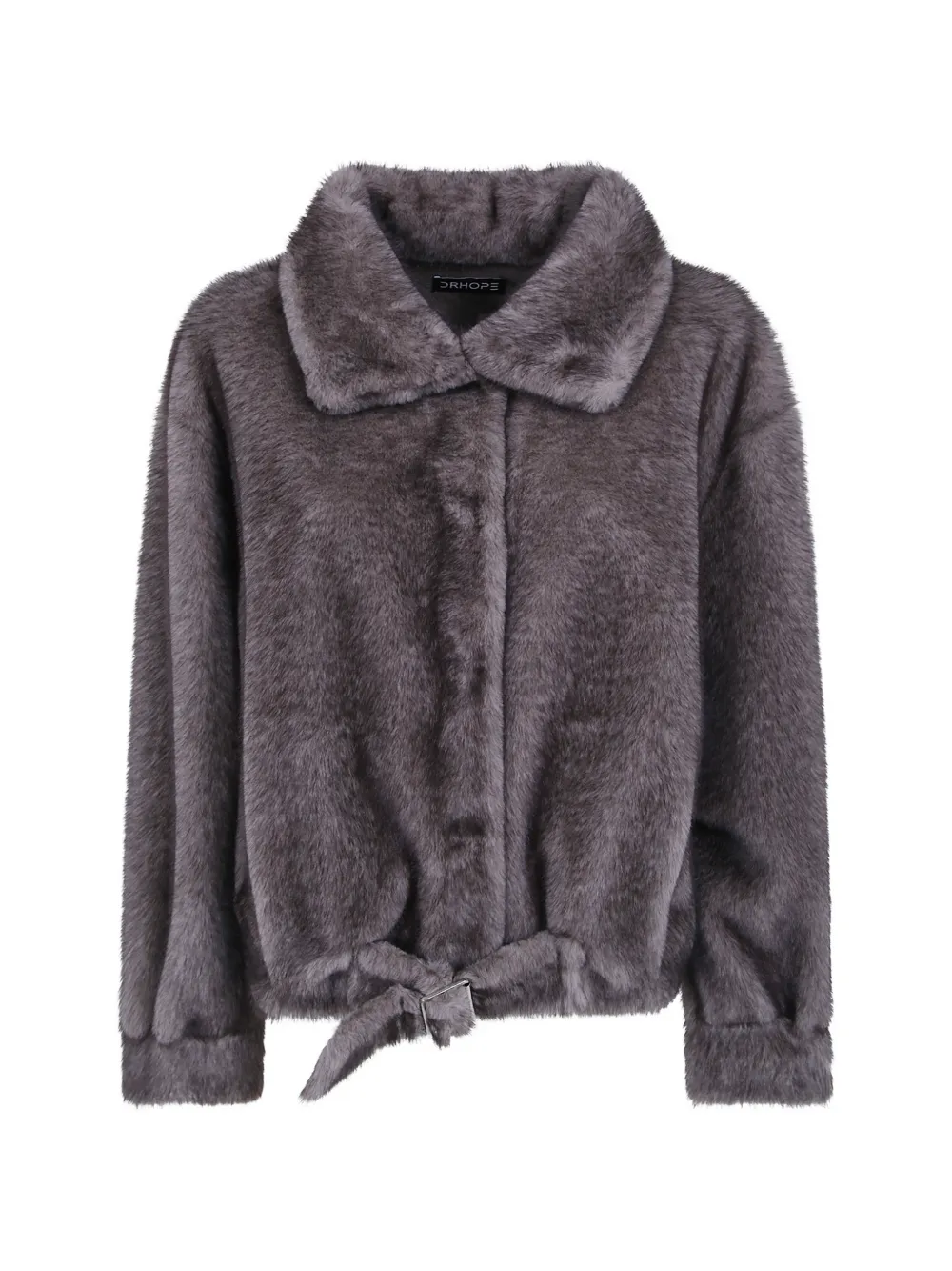 DRHOPE faux-fur belted jacket - Grigio