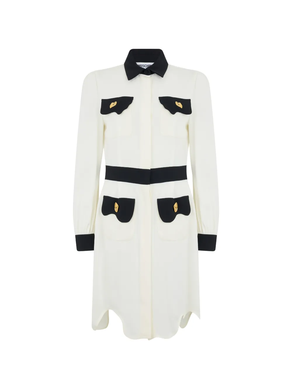 Moschino asymmetric-hem mini shirt dress - Bianco