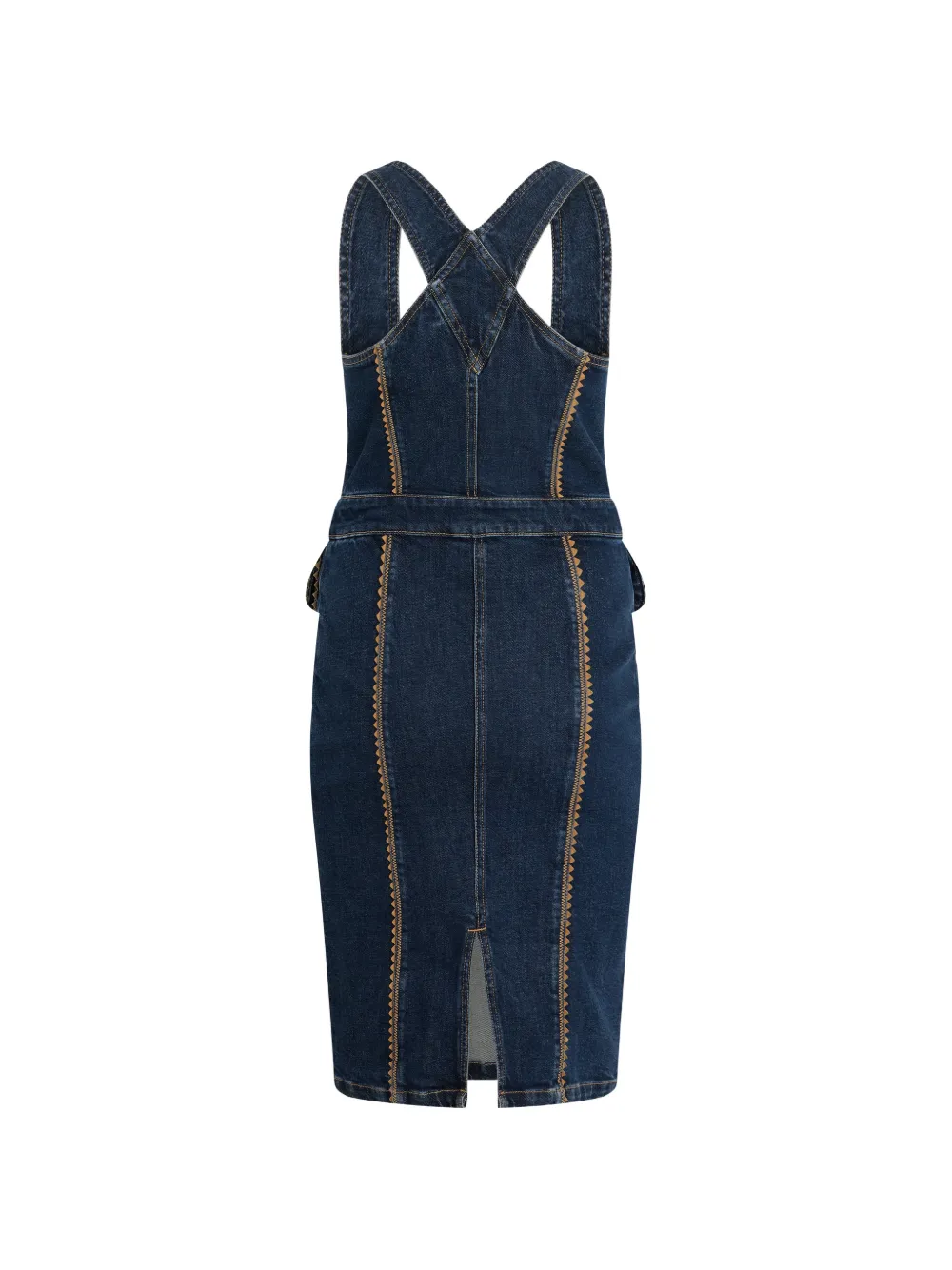 Moschino Denim midi-jurk met contrasterende stiksels Blauw