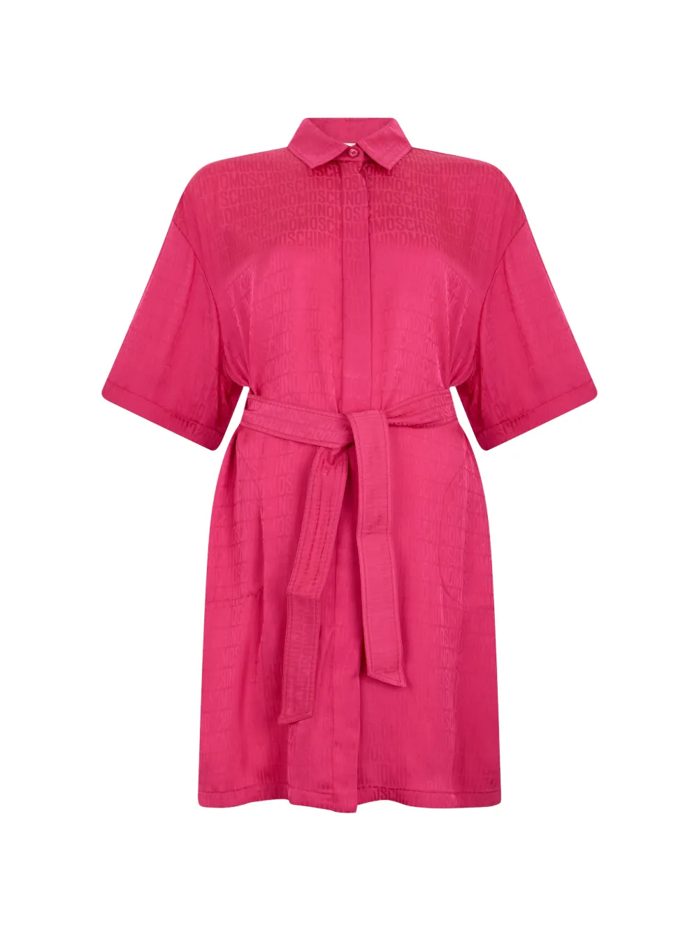 Moschino logo-jacquard belted mini shirt dress
